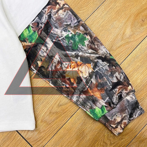 Custom Real Tree Screen Print Sleeve T-Shirt Oversize Cotton Ripped Double Layer Long Waffle Sleeve T Shirt for Men - Product Image 3