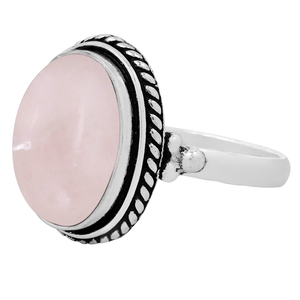 Bague Gourik vintage en argent sterling 925 avec pierre ovale en quartz rose, sertie dans un cadre, style bohème, unisexe, à porter au quotidien - Product Image 3