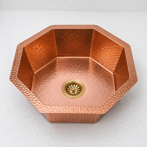 Évier de cuisine octogonal en cuivre martelé fait main, style ferme, pour préparation culinaire, à encastrer ou à poser, fabricant et fournisseur OEM pour hôtels - Product Image 2