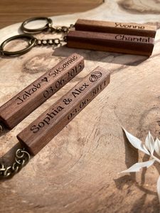 Personalized Wooden Keychain Custom <b>Name</b> Logo Engraved Key Ring Supplier - Product Image 2