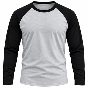 Camiseta de Béisbol Personalizada para Hombre, Cuello en V, Manga Larga, Raglán, Lisa, 180g, Tejido de Punto, Algodón Casual - Product Image 5