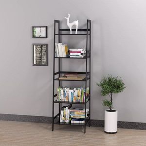 Libreria in Bambù a 5 Ripiani WTZ, Scaffale Moderno Aperto Nero BC 238 per Camera da Letto, Soggiorno, Ufficio - Product Image 3