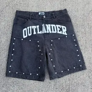 Shorts de Mezclilla Sólidos Estilo High Street, Holgados, Lavado Vintage, Transpirables, Ecológicos, Estilo Urbano Americano Y2k - Product Image 3