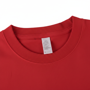 T-shirt rouge à manches courtes pour homme, 100 % coton, col rond, coupe classique, décontracté, jersey uni, couleur unie, design simple - Product Image 5