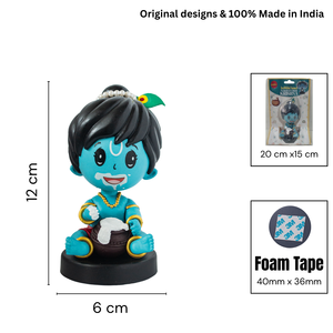 Figurine décorative Makhanchor Krishna Bobblehead avec design de divinité hindoue traditionnelle pour la décoration intérieure, les cadeaux et la décoration religieuse - Product Image 4