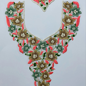 Parche de encaje de miel bordado de diseñador para coser en cuellos, con lentejuelas y tacto de organza, para ropa étnica y textiles del hogar - Product Image 1