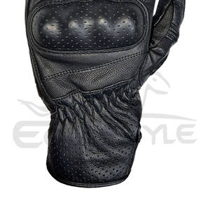 Gants de moto en cuir noirs pour la course avec protection des articulations, fournisseur OEM, vente en gros de gants de moto - Product Image 5