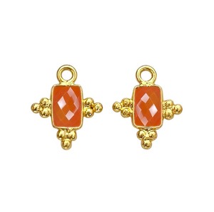 Breloques en pierre de cornaline plaquées or 5x3 MM – Connecteurs rectangulaires en cristal pour la fabrication de bijoux (vente en gros) - Product Image 1