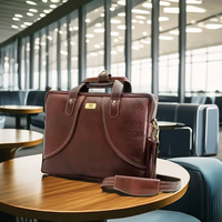 WRIZA hommes élégant marron en cuir véritable pochette d'ordinateur moderne grande capacité bureau messager bretelles réglables RFID Durable