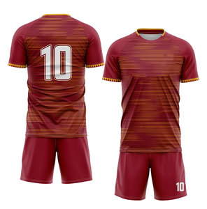 Conjunto de Camiseta de Fútbol Personalizada para Hombre, Rayas Blancas, Azules y Rojas, 100% Poliéster, Secado Rápido, Manga Corta, Cuello Redondo, Uniforme, Talla Adulto - Product Image 4
