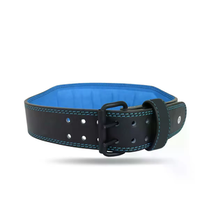 Ceinture de musculation en cuir noir rembourrée, double boucle, doublure en daim, support lombaire robuste, ceintures de fitness de haute qualité - Product Image 3