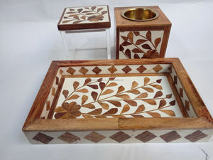 เครื่องเผากระดูก mubkhar 2023แม่ของไข่มุกอินเลย์ bakhoor ถาดไม้ถูพื้นพร้อมกล่องในราคาถูกโดยงานฝีมือสุดหรู - Product Image 3