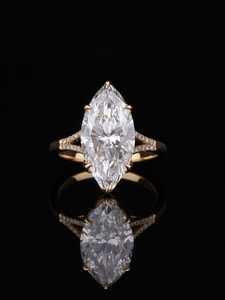 Bague en argent S925 pour femmes, 8x15mm, œil de cheval, diamant blanc, haut de gamme, classique, polyvalente, bijoux de mariage - Product Image 4