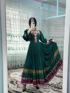 Vestido Largo Maxi Étnico Bohemio de Satén Bordado con Plumas, Estilo Vintage Tradicional Afgano para Mujer, Venta al por Mayor OEM ODM - Product Image 5