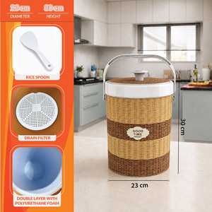 Seau à riz en plastique brun de qualité alimentaire Nandos Premium 10L, surface durable anti-rayures, double couche thermique, écologique - Product Image 4
