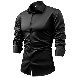 Camisa Blanca de Manga Larga para Hombre, Poliéster/Algodón, Primavera 2026, Estilo Casual y Formal de Alta Gama, 260 Gramos, Tejido de Punto - Product Image 6