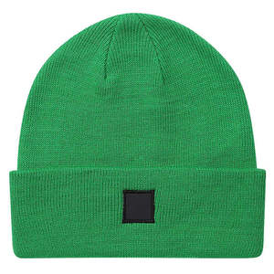 Gorro de Punto Acrílico 100% Rosa a Rayas con Borde Doblado y Parche Cuadrado, Ajustable para Invierno Unisex - Product Image 4