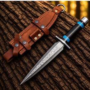 Couteau forgé en Damas fait main, lame fixe personnalisée en acier, couteau de chasse et de camping d'extérieur, manche en bois, objet de collection, vente en gros - Product Image 2