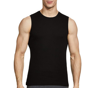 Débardeur noir sans manches pour homme, col rond, tricoté, couleur unie, coupe ajustée - Product Image 5