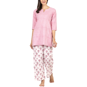 Ensemble de pyjama en molleton élégant et décontracté pour femmes, col rond, manches longues, vêtements de nuit d'hiver, 100% coton respirant, imprimé étoiles - Product Image 2