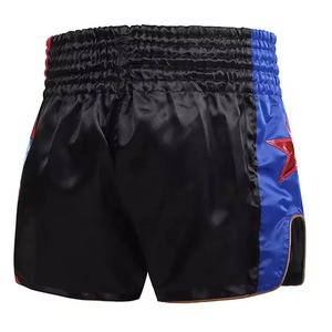 Shorts de Muay Thai brodés noir rouge bleu unisexe coupe classique MMA vêtements de sport adulte polyester extensible - Product Image 5