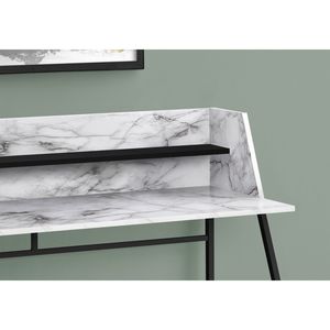 Scrivania Moderna per Ufficio Domestico da 48 Pollici con Laminato Effetto Marmo Bianco e Ripiani Contemporanei in Metallo Nero per Laptop - Product Image 3