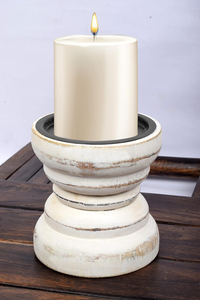 Ensemble de 2 porte-bougies en bois rustique, support rond pour bougies, bougeoir en bois naturel, décoration de table, décoration de la maison - Product Image 5