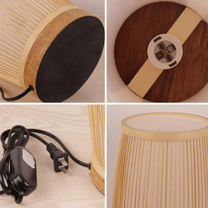 Bamboo Table Lamp featuring handwoven design that creates warm ambient <b>lighting</b> for bedrooms living <b>spaces</b> and decor accents - Product Image 2