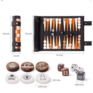 Juego de Backgammon Portátil de Cuero Genuino, Duradero, Enrollable, para Viajes, para Adultos y Niños - Product Image 4