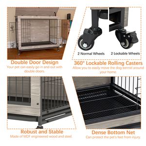 Casa para Mascotas Resistente de 23 Pulgadas, Color Gris, Material de PVC y MDF, para Perros de Raza Pequeña y Mediana, Mueble Duradero para Sala de Estar o Dormitorio - Product Image 3