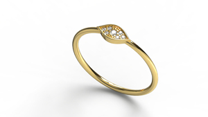 Anillo de Lujo con Motivo de Ojo en Oro de 18K, Banda con Racimo de Diamantes Redondos, Anillo Minimalista Apilable, Regalo de Aniversario, Joyería Fina para Mujer - Product Image 2