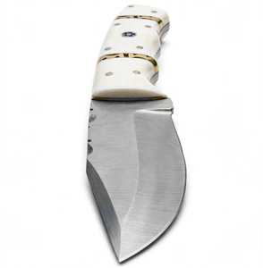 Outil utilitaire à lame fixe en acier à haute teneur en carbone, fabriqué à la main, avec manche en os blanc et mosaïque - Product Image 3