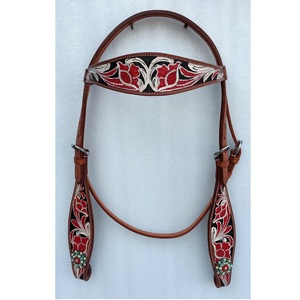 Brida de cuero occidental para caballo con un hermoso diseño, hecha a mano con cuero genuino. - Product Image 1