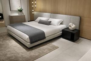 Luxury Modern Upholstered Platform Bed King Size | Italian Minimalist Bed <b>Frame</b> | Custom Hotel Bedroom Furniture Vietnam - Product Image 5