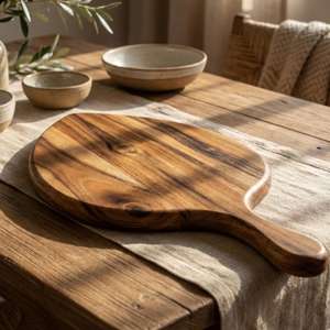 Planche à découper en bois d'acacia massif écologique avec poignée confortable, épaisse et robuste, pour la cuisine quotidienne - Product Image 2