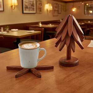 Sous-plats de luxe faits à la main en bois de noyer, ensemble de dessous de plat pour plats chauds, sets de table pliables de 60 cm de diamètre, dessous de plat, décoration de cuisine pour théière - Product Image 4