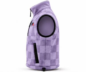 2026 Best Selling <b>Men's</b> Heavyweight Fleece Vest Warm <b>Purple</b> Checkerboard Zip Up <b>Waistcoat</b> Sleeveless Bodywarmer Factory Direct - Product Image 4