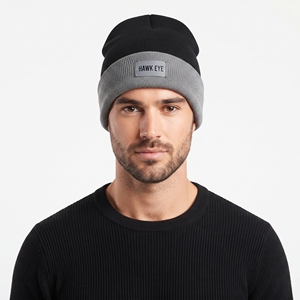 Custom Unisex Beanie Two Tone Beanie Rib Knit Cuffed <b>Hat</b> Custom Woven Tag Warm <b>Winter</b> Headwear For <b>Men</b> Women Casual wear Beanie - Product Image 2
