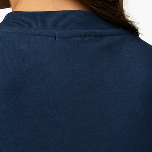 Women's <b>Navy</b> Blue Cropped T-Shirt Regular Fit Crew Neck Short Sleeve Solid Color Casual Jersey Cotton <b>Top</b> Spring Summer Wear - Product Image 6