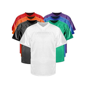 เสื้อฝึกซ้อมอเมริกันฟุตบอลแบบยูนิเซ็กซ์สั่งทำพิเศษ – เสื้อกีฬาผ้าตาข่ายโพลีเอสเตอร์ระบายอากาศได้ดี ไซส์ใหญ่ แขนสั้น พิมพ์ลายแบบซับลิเมชั่น - Product Image 1