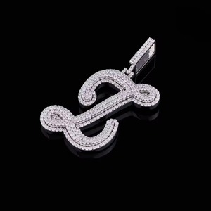 Anchor <b>Pendant</b> With Round Moissanite Stones In Channel Setting 925 <b>Silver</b> Luxury Jewelry Custom <b>Initial</b> Letter Name <b>Pendant</b> - Product Image 6
