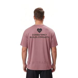 T-shirt de sport à imprimé motivant Dusty Rose, à séchage rapide, respirant, en polyester, pour la remise en forme, la salle de sport, l'entraînement - Product Image 2