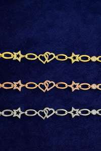 กำไลข้อมือเทนนิสหัวใจคู่ประดับมอสซาไนต์ เงินแท้ 925 ชุบทองคำสีเหลืองและสีโรสโกลด์ ของขวัญสำหรับใส่ทุกวัน - Product Image 6