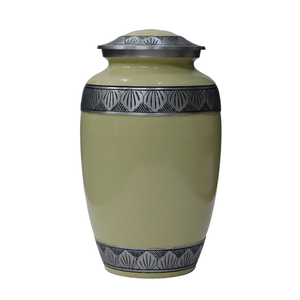 Urnes funéraires en aluminium pour adultes avec gravure, finition en étain et couleur jaune, fournitures funéraires en métal pour cendres humaines - Product Image 1