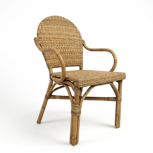 Nouvelle chaise de bistrot moderne et minimaliste en rotin brun naturel, fauteuil pour café français, restaurant, terrasse, mobilier d'extérieur - Product Image 1