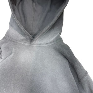 Sweat-shirt à capuche pour homme en molleton de coton délavé, effet vieilli et déchiré, style vintage - Product Image 3