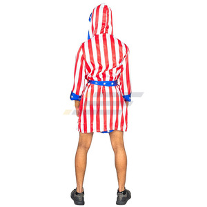 Bata de Boxeo y Lucha Libre con Capucha, Diseño Estrella y Rayas Americanas, para Hombre y Mujer, Satén Personalizado - Product Image 3