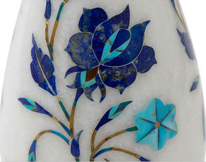 Premium Makrana <b>Marble</b> Candle Holder 5" Handmade Mughal Inlay Blue Stone Heat Resistant Home Decor for Christmas & Easter - Product Image 4