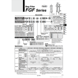 อะไหล่ทดแทนนิวเมติกส์ EJ601S-010ถุงกรองประเภทผลิตภัณฑ์ - Product Image 1