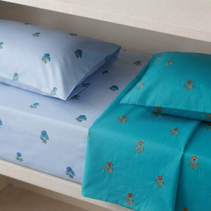 Drap plat en coton brodé 150TC, respirant toutes saisons, pour adultes, motif végétal classique - Product Image 5